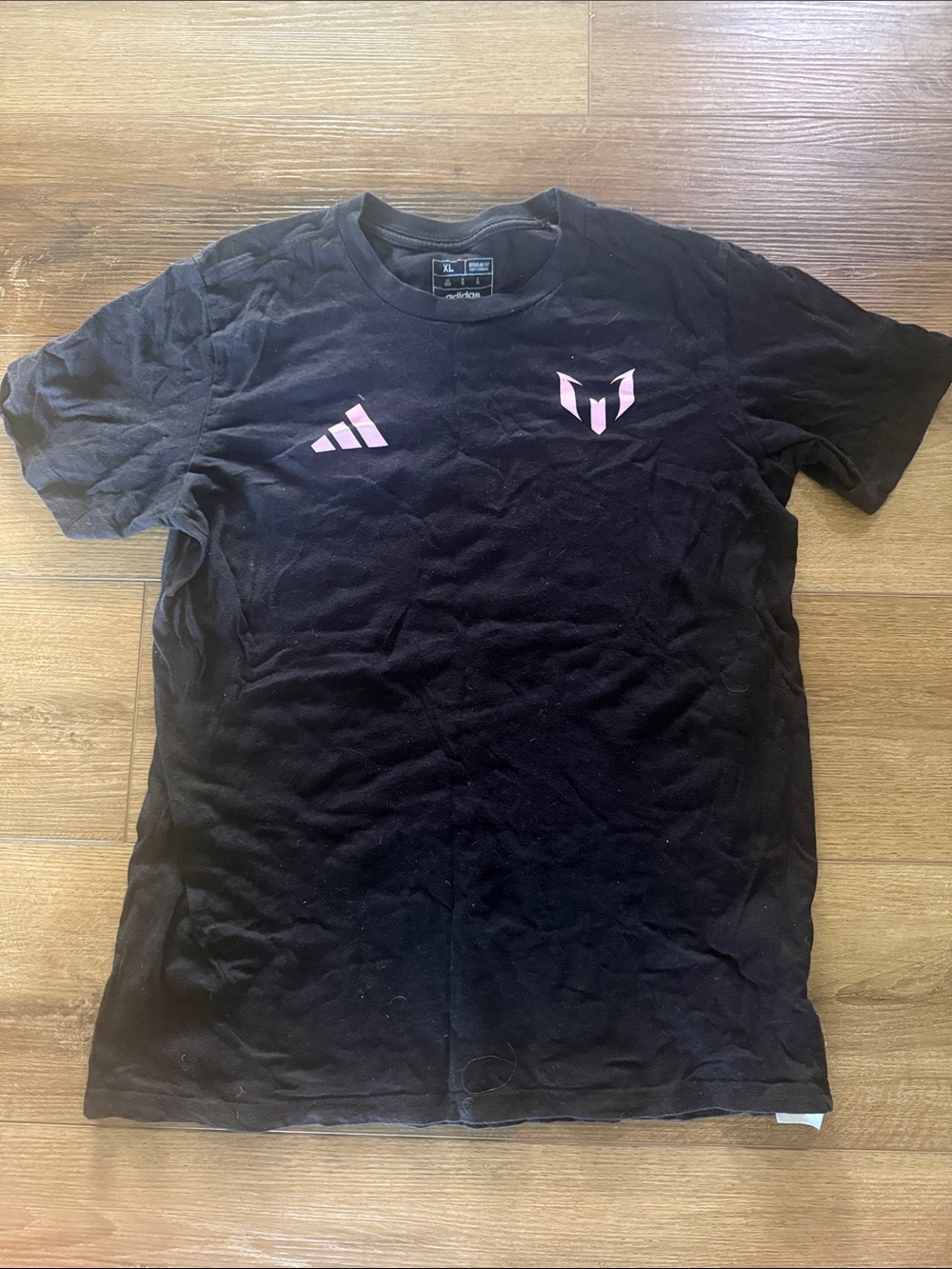 adidas Black Short Sleeve Tee with Pink Logos